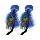 Bijoux De Nip Blue Sequin Round Pasties With Feathers featuring shimmering sequins and playful feathers.