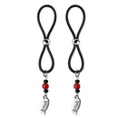 Nipple Halos Bitch Charms Silicone Nipple Jewelry Black with adjustable beads and charm accents.