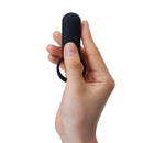 Tenga SVR Smart Vibe Ring Black held in a hand, showcasing its sleek design for enhanced intimate experiences.