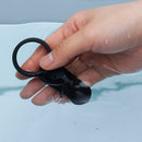 Hand holding the Tenga SVR Smart Vibe Ring Black in water, showcasing its sleek design and waterproof feature.