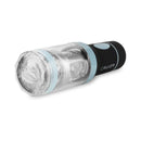 CRUIZR CM04 Rotating Masturbator design with clear silicone and black casing, showcasing its unique structure and functionality.