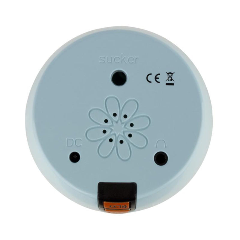 Bottom view of the CRUIZR CM06 Vibrating Masturbator with Voice Activator showcasing controls and connectors.