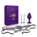Rianne S Ana's Trilogy II Mask Plug & Jewels Kit featuring a mask, anal plug, and nipple jewelry.