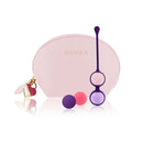 Rianne S Playballs Kegel Pale Pink set with pouch and progressively weighted balls for Kegel exercises.