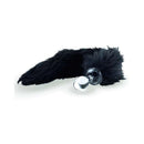 Crystal Delights Minx Faux Fur Tail Plug Black featuring a smooth crystal plug and soft black faux fur tail.