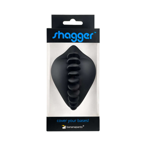 Banana Pants Shagger Black dildo base cover packaged for added connection and stimulation.
