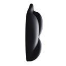 Banana Pants B.cush Silicone Dildo Base Cushion Black shown from the side, featuring its double-bump design and soft silicone material.