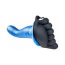 Banana Pants Honeybunch Silicone Grinding Cushion Black showing blue silicone with a gripping hand such as a dildo for pleasure.