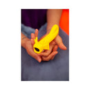 Cute Little Fuckers Shimmer Sunshine G-Spot Vibrator held in hands, showcasing its playful design and vibrant yellow color.