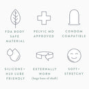 Ohnut Depth-Limiting Rings 4-Pack Jade product features including FDA safe material and condom compatibility.