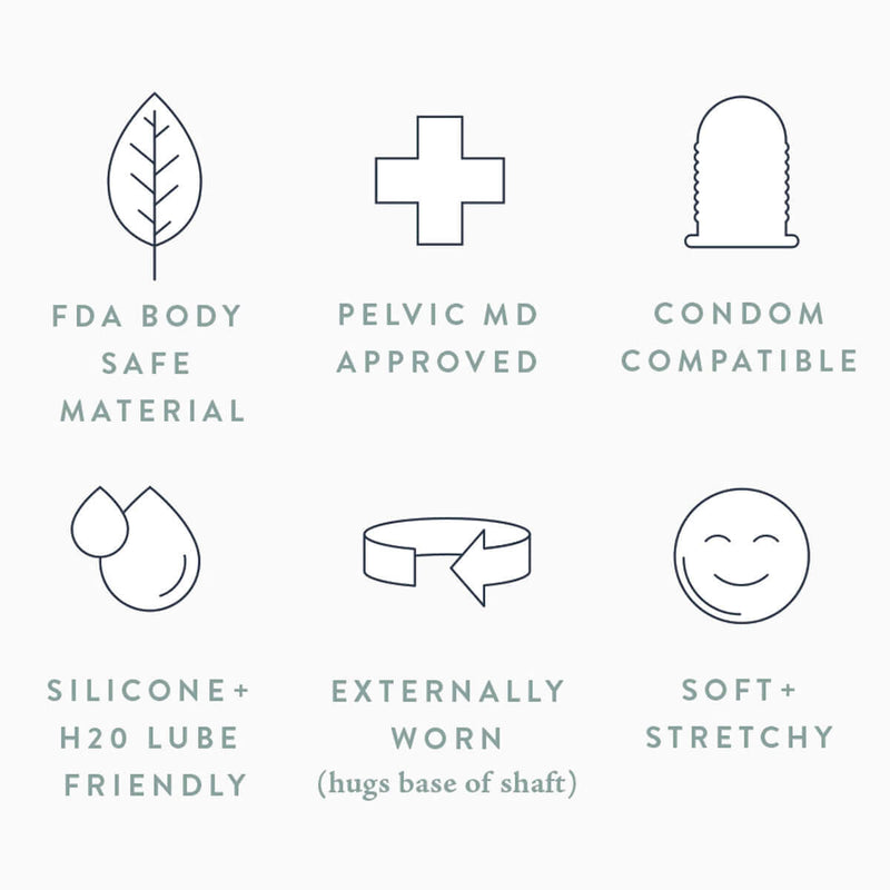 Ohnut Depth-Limiting Rings 4-Pack Jade product features including FDA safe material and condom compatibility.