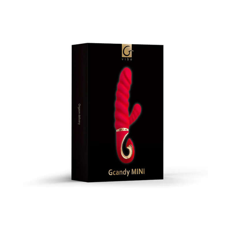 Gvibe Gcandy MINI Chili Coral Rabbit Massager packaging featuring a stylish, compact design for dual stimulation.