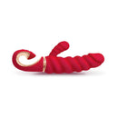 Gvibe Gcandy MINI Chili Coral Rabbit Massager showcasing dual-stimulation design in vibrant red.