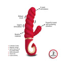 Gvibe Gcandy MINI Chili Coral Rabbit Massager features, including G-spot and vagina stimulation, waterproof design.