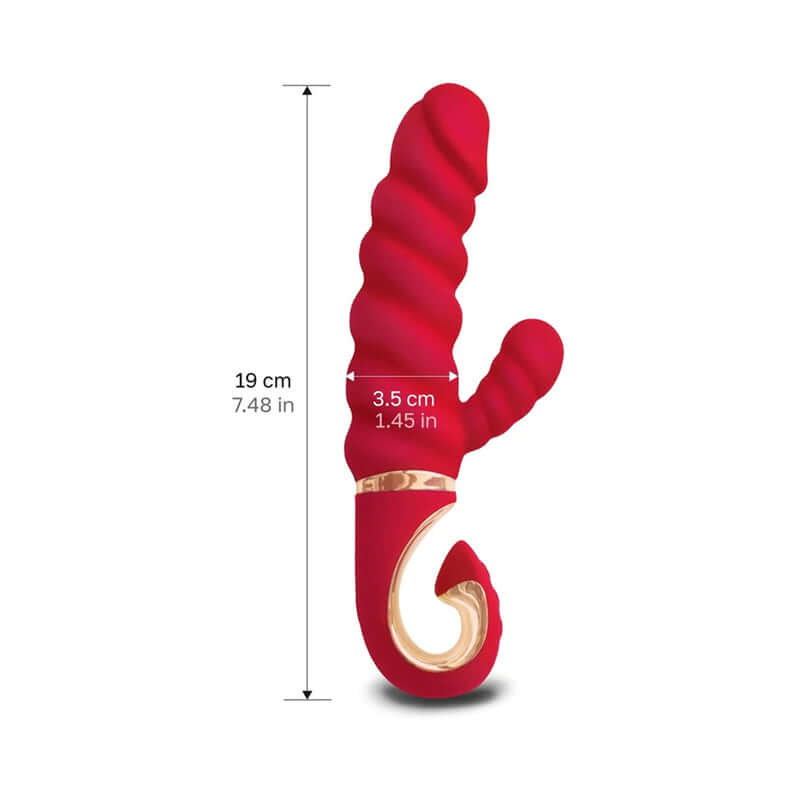 Gvibe Gcandy MINI Chili Coral Rabbit Massager dimensions with measurements for convenience.