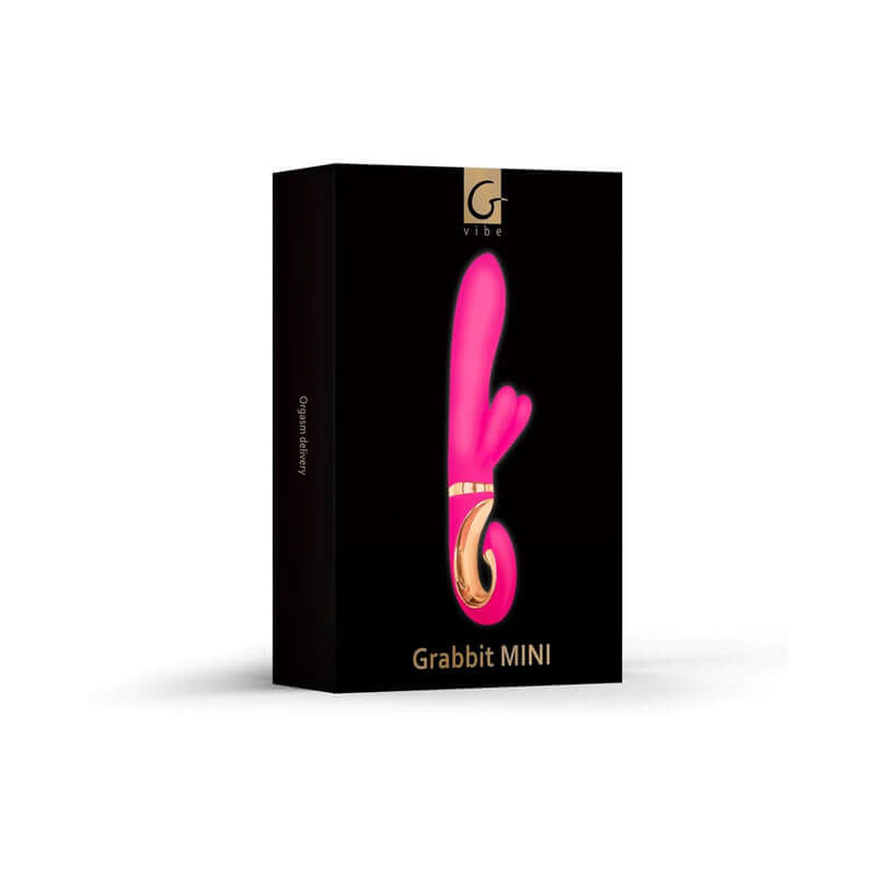 Gvibe Grabbit MINI Dolce Violet luxurious dual-action vibrator packaging in vibrant pink design