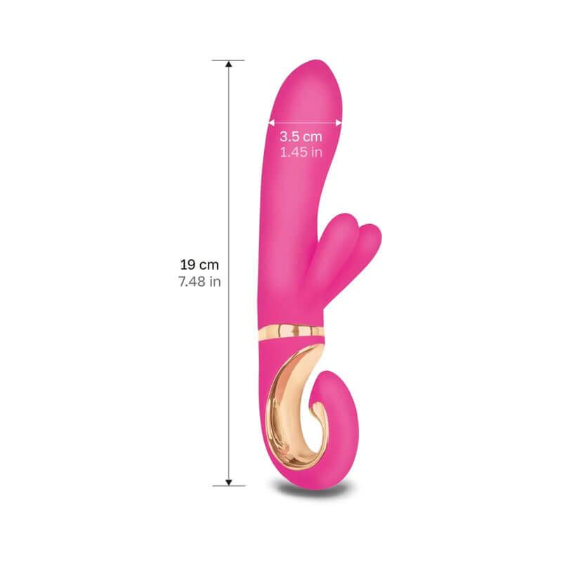 Gvibe Grabbit MINI Dolce Violet elegant dual-action vibrator with measurements for pleasure.
