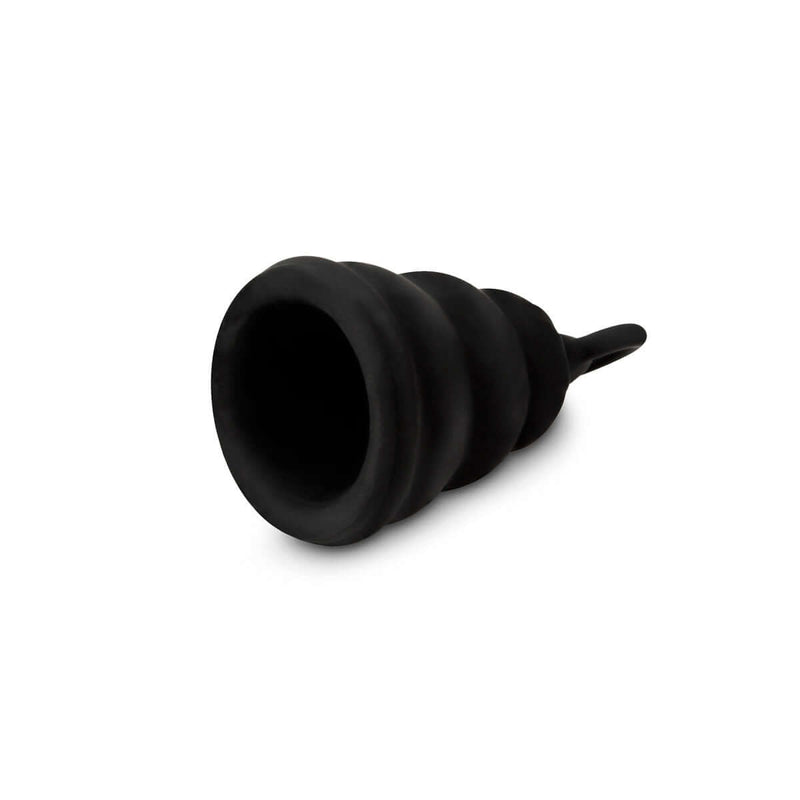 Gvibe Gcup Menstrual Cup Mystic Noir shown in black silicone angle view
