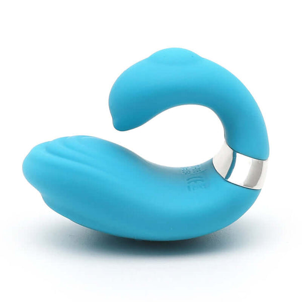 Emojibator Queeni Finger Vibrator in blue, ergonomic design for precision stimulation, crafted from body-safe silicone.