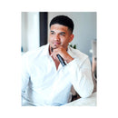 Eye of Love Confidence Attract Her Pheromone Parfum 10 ml showcased by a confident man in a white shirt.