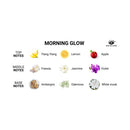 Eye of Love Morning Glow Attract Him Pheromone Parfum 10 ml fragrance notes diagram with floral and fruity elements.