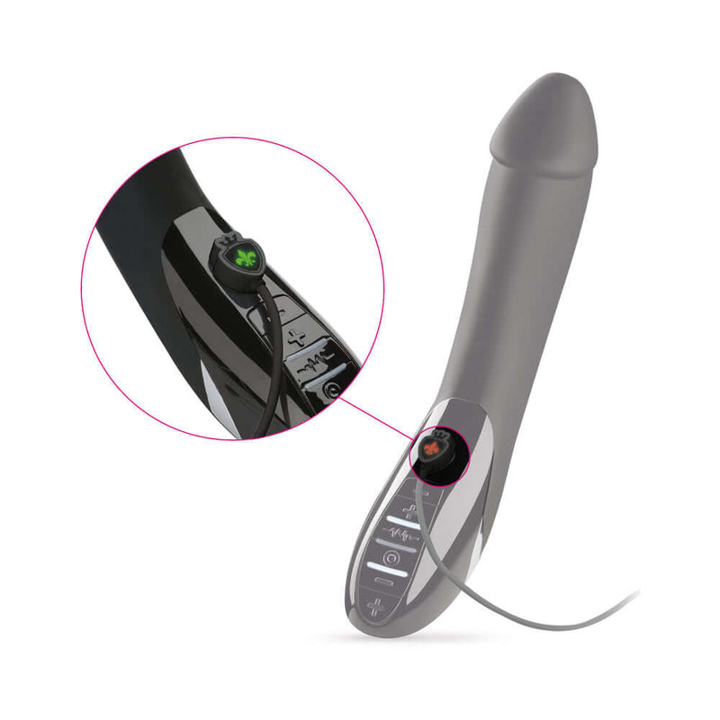 Mystim Tickling Truman E-Stim Vibrator showing control panel and sleek design.
