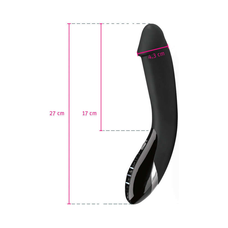 Dimensions of the Mystim Tickling Truman E-Stim Vibrator showcasing its size and shape.