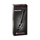 Mystim Tickling Truman E-Stim Vibrator in packaging showcasing its sleek design and features for deep vibration and electrostimulation.