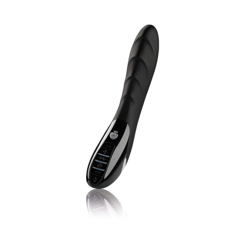 Mystim Sizzling Simon E-Stim Vibrator with sleek design and control panel for customizable pleasure.