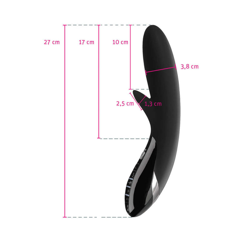 Mystim Daring Danny E-Stim Vibrator dimensions and design features showcasing size and shape.