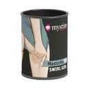 Mystim MasturbaTIN Swirl Girl Stroker packaging featuring sleek design and product information.