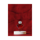 Eye of Love Matchmaker Red Diamond Attract Him Parfum 1 Oz bottle displayed on a pedestal with a red textured background.