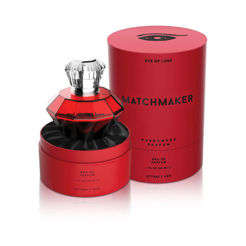 Eye of Love Matchmaker Red Diamond Attract Her Parfum 1 Oz luxury fragrance with captivating design and packaging.
