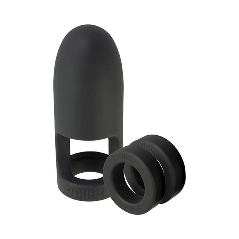ViBalldo Black Vibrating Penis Sleeve and rings for enhanced pleasure and stimulation