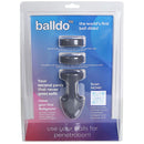 Balldo Set Steel Grey Penis Balls Sleeve packaging showing the world's first ball dildo for achieving a Ballgasm.
