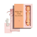 VUSH Majesty 2 Wand Vibrator in a stylish box with accessories and a message 'YOU'RE THE QUEEN'.