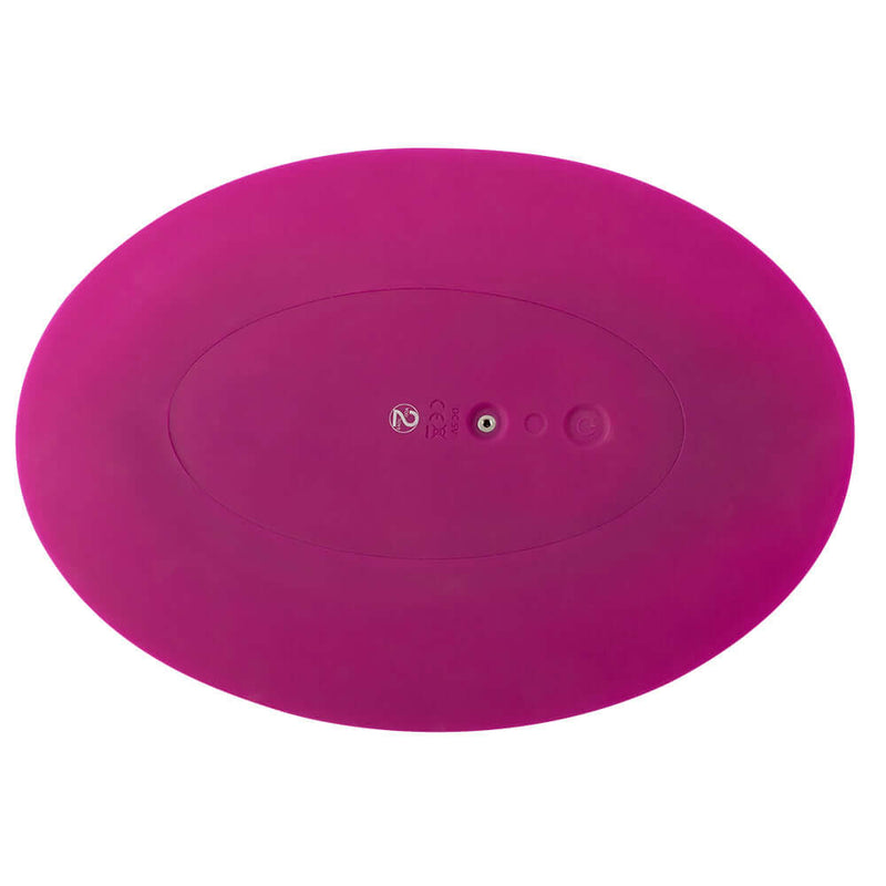 VibePad Hands Free External Vibrator in vibrant pink color with control buttons visible on the surface.
