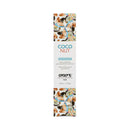 Exsens Warming Massage Oil Coconut 1.7 Oz packaging featuring tropical coconut design and product details.