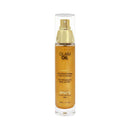 Exsens Glam Dry Glittering Oil 1.7 Oz in a glass bottle with gold accents for body and hair hydration.