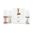 Exsens Lets Travel Massage Gel Kit including three flavored warming gels: Straw Berry, Hot Vanilla, and Coco Nut.