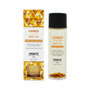 Exsens Body Oil Amber Jojoba 3.4 Oz in organic packaging with amber crystals, moisturizing oil for skin and hair.