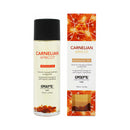 Exsens Massage Oil Carnelian Apricot 3.4 Oz bottle and packaging, showcasing natural ingredients for sensual massage.