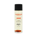 Exsens Massage Oil Carnelian Apricot 3.4 Oz in a transparent bottle with a black cap, promoting sensual massages.
