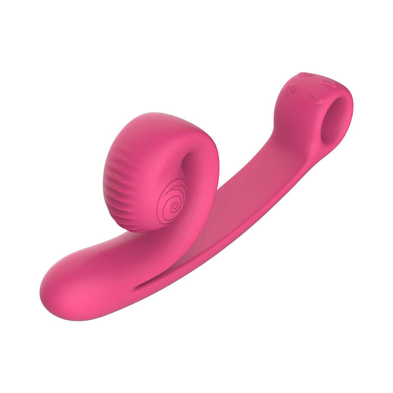 SVibe Snail Curve Dual Stimulator Pink showcasing its ergonomic design for G-spot and clitoral stimulation.
