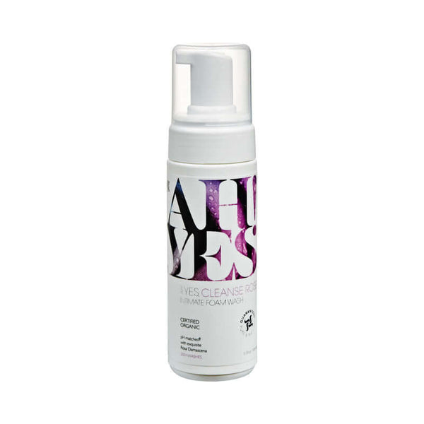 AH YES CLEANSE Intimate Foam Wash Rose Scented 5.1 Oz in a foam pump bottle for gentle intimate cleansing.