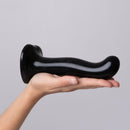 Strap-On-Me P & G-Spot Silicone Dildo Black Small held in hand for illustration of size and design.