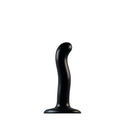 Strap-On-Me P & G-Spot Silicone Dildo Black Small showcasing its sleek, ergonomic design for stimulating G-spot and P-spot pleasure.
