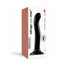 Strap-On-Me P&G-Spot Silicone Dildo Medium Black in packaging showcasing its design and features.