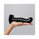 Strap-On-Me P&G-Spot Silicone Dildo Medium Black held in hand, showcasing its ergonomic design and smooth finish.