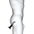 Strap-On-Me P&G-Spot Silicone Dildo Large Black used for G-spot and P-spot stimulation on a mannequin figure.
